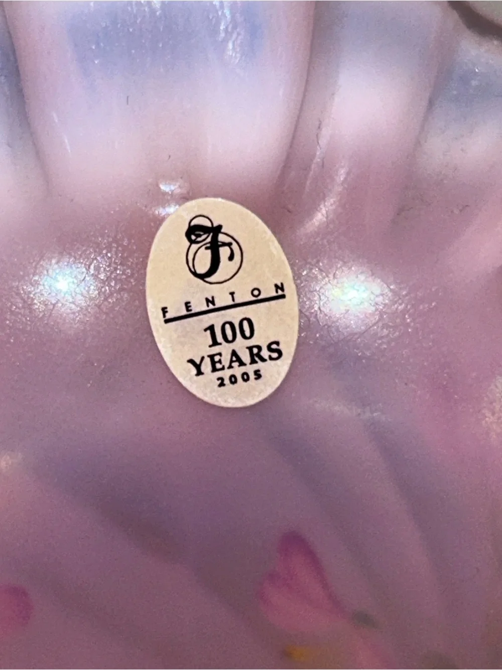 FENTON 100th ANNIVERSARY Rosemilk Floral Painted Art Glass Vase SIGNED